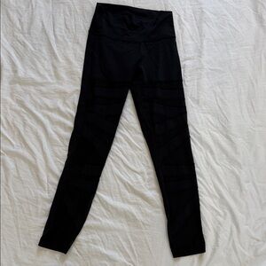Lululemon Black Active Leggings with Sheer Panel Detail